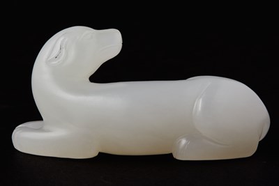 Lot 120 - Chinese White Jade Figure of a Hound The...