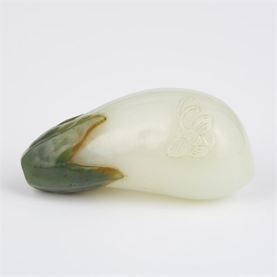 Lot 74 - Chinese White and Spinach Green Jade 'Eggplant'...