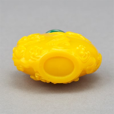 Lot 81 - Chinese Yellow Glass Snuff Bottle Of flattened...