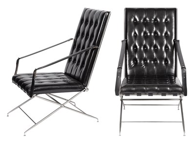 Lot 220 - Pair of John Vesey Chromed Steel and Leather...