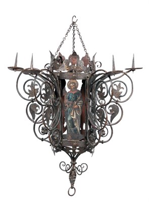 Lot 677 - Continental Wrought Iron and Painted Metal...