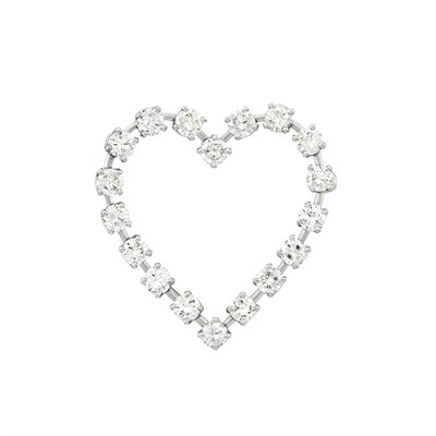 Lot 95 - Platinum and Diamond Heart Pin, Tiffany & Co.