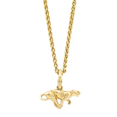 Lot 368 - Gold Panther Pendant, Cartier, with Gold Chain