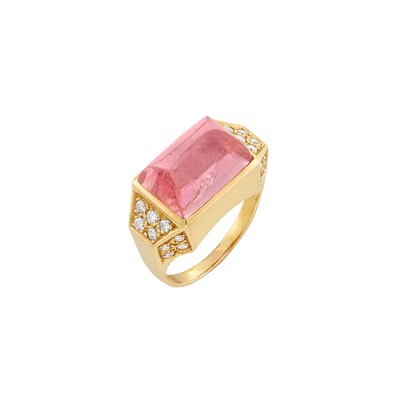 Lot 136 - Gold, Pink Tourmaline and Diamond Ring, Ilika