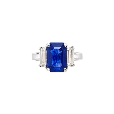 Lot 296 - White Gold, Sapphire and Diamond Ring
