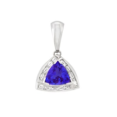 Lot 289 - White Gold, Tanzanite and Diamond Pendant