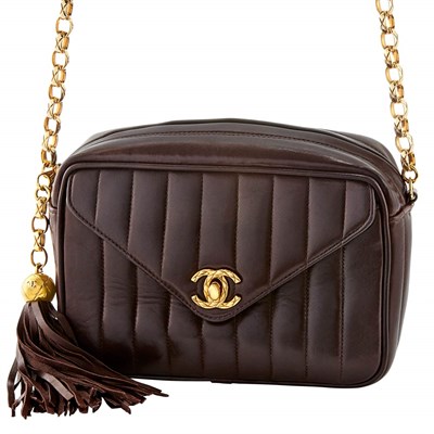 Lot 655 - Brown Leather and Gilt-Metal Bag with Tassel, Chanel