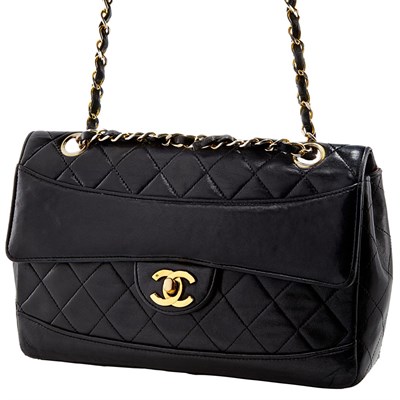 Lot 657 - Quilted Black Leather and Gilt-Metal Bag, Chanel