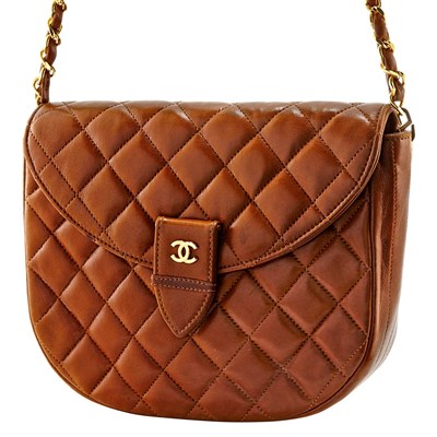 Lot 656 - Quilted Brown Leather and Gilt-Metal Bag, Chanel