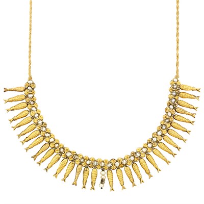 Lot 55 - Gold, Freshwater Pearl and Cord Fringe Necklace