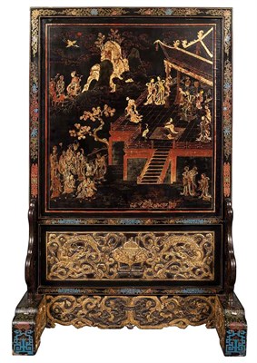 Lot 231 - Chinese Gilt and Polychrome Lacquer Carved...