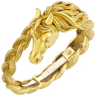 Lot 370 - Gold Horse Bangle Bracelet, Hermes, Paris