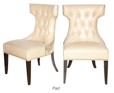 Lot 148 - Set of Six Faux Leather Upholstered and Black...