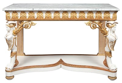 Lot 448 - Italian Empire White Painted and Parcel Gilt...