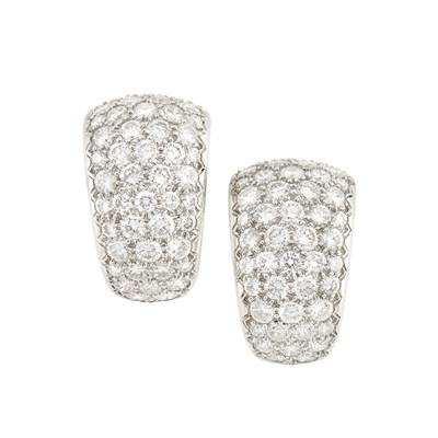 Lot 622 - Pair of Platinum and Diamond Earrings