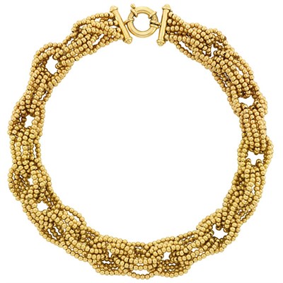 Lot 270 - Four Strand Gold Bead Necklace