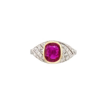 Lot 114 - Platinum, Gold, Ruby and Diamond Ring