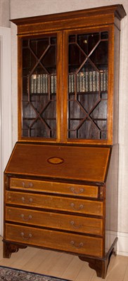 Lot 166 - George III Style Inlaid Mahogany Secretary...
