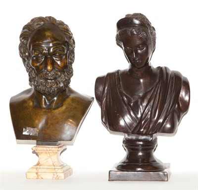 Lot 196 - Two Bronze Figural Busts Height of taller 16...
