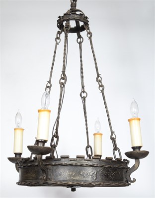 Lot 195 - Gothic Style Wrought Iron Four-Light...
