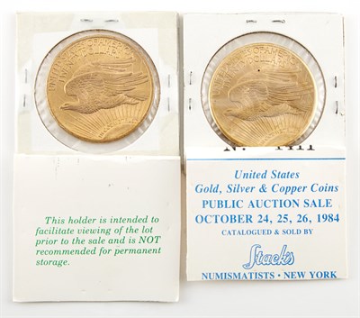 Lot 1166 - United States Two $20 St. Gaudens Two coins...