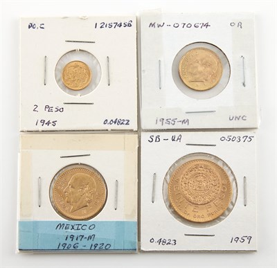 Lot 1093 - Mexico Gold Coins Lot of four coins comprising...