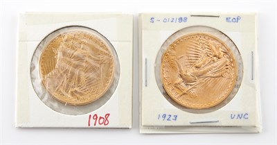 Lot 1164 - United States Two $20 St. Gaudens Two nice...