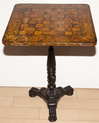 Lot 232 - Regency Penwork Decorated Ebonized Chess Table...