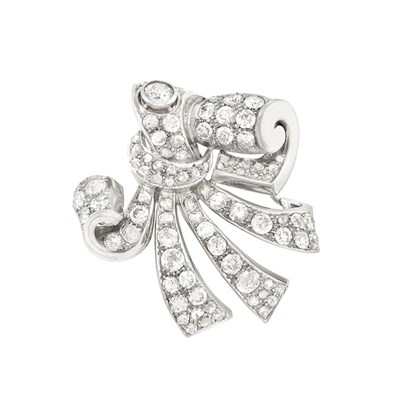 Lot 326 - Platinum and Diamond Clip-Brooch