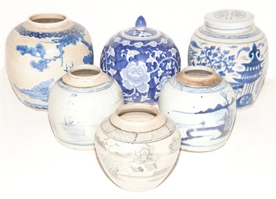 Lot 281 - Group of Six Chinese Style Blue and White...