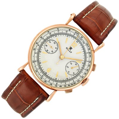 Lot 87 - Gentleman's Rose Gold Chronograph Wristwatch, Rolex, Ref. 4062
