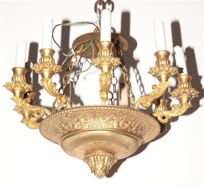 Lot 339 - Empire Style Gilt-Metal Nine-Light Chandelier...