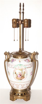 Lot 362 - Continental Gilt-Metal Mounted Porcelain Lamp...