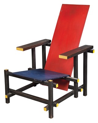 Lot 282 - Gerrit Rietveld Painted and Stained Wood Red...