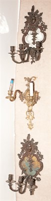Lot 389 - Group of Five Metal Sconces Including a pair...