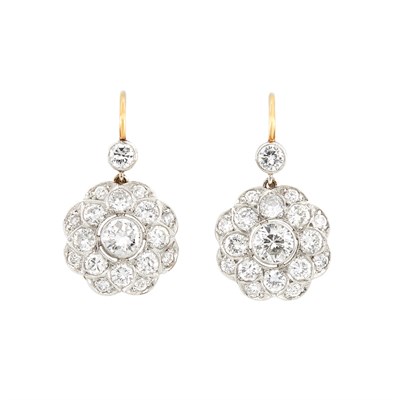 Lot 88 - Pair of Platinum, Gold and Diamond Earrings