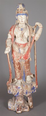 Lot 179 - Chinese Polychrome Painted Wood Figure of a...