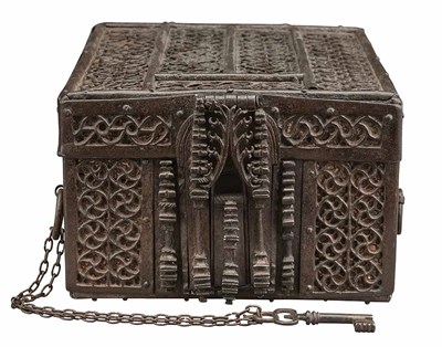 Lot 694 - Iron Strongbox French or Spanish, 15th century...