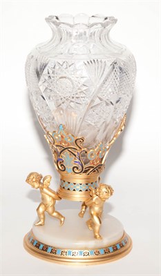 Lot 605 - French Gilt-Bronze, Enamel, Onyx and Cut Glass...