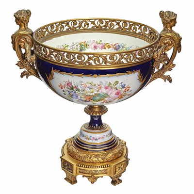 Lot 434 - Sevres Style Gilt-Metal Mounted Porcelain...