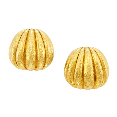 Lot 371 - Pair of Hammered Gold Earclips, David Webb