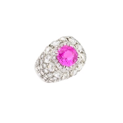 Lot 281 - White Gold, Pink Sapphire and Diamond Ring, by Laura Munder