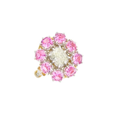 Lot 175 - Gold, Diamond and Pink Sapphire Ring