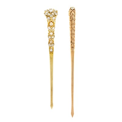 Lot 70 - Two Yellow and Rose Gold, Yellow Diamond and Diamond Hair Pins