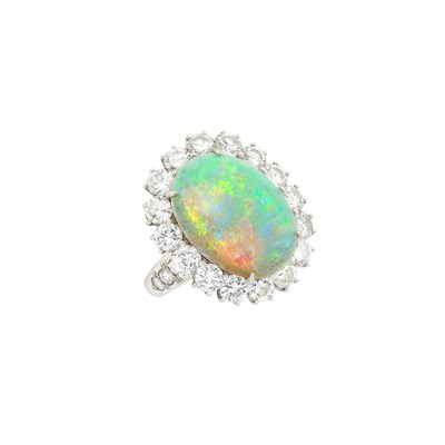 Lot 463 - Platinum, Opal and Diamond Ring