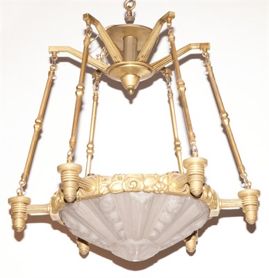Lot 621 - Art Deco Style Gilt-Metal and Frosted Glass...