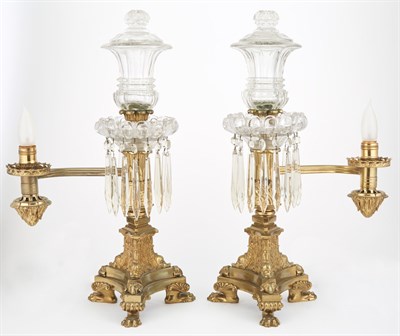 Lot 358 - Pair of George IV Gilt-Metal and Cut Glass...