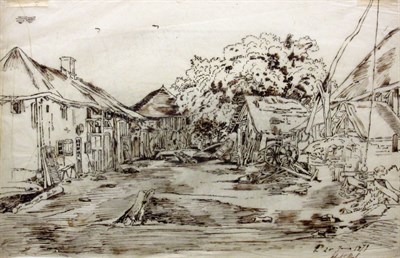 Lot 95 - Attributed to Louis Remy Matifas Cour de Ferme...