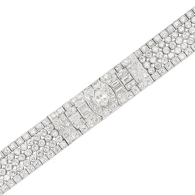 Lot 408 - Platinum and Diamond Bracelet