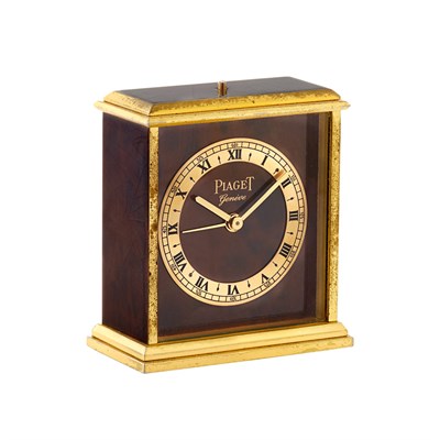 Lot 663 - Vermeil and Lacquer Desk Alarm Clock, Piaget